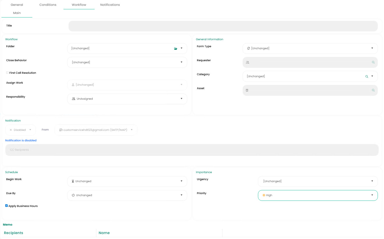 Business Rules - Service Requests