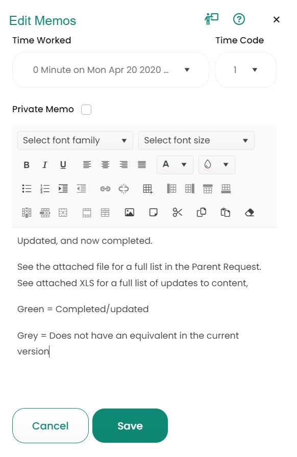 Edit Memo