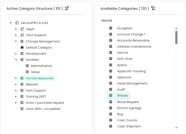 Manage Categories