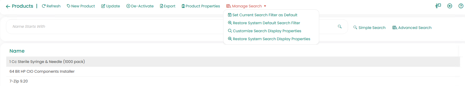 Manage Products