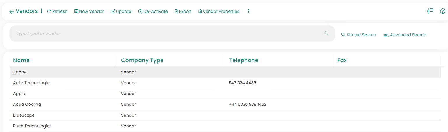 Manage Vendors