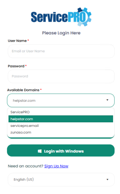 ServicePRO Login