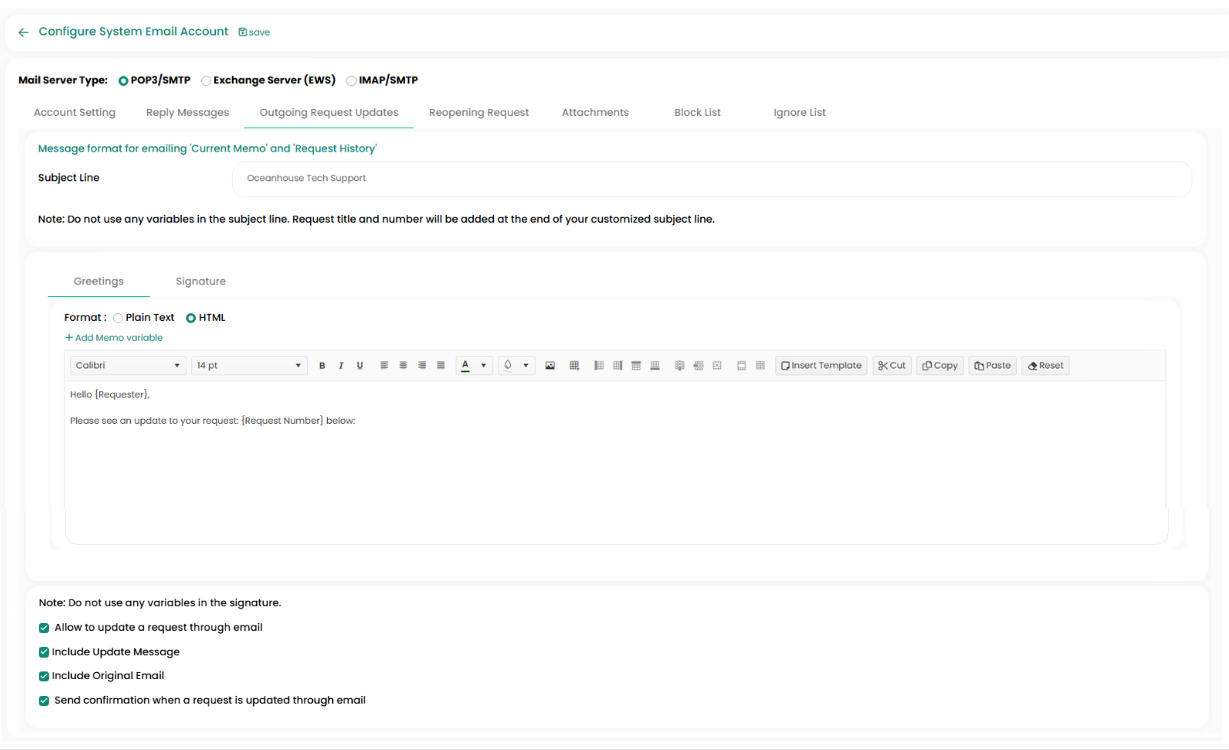 System Email Accounts