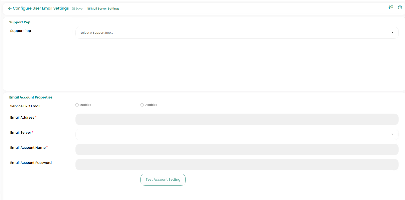 User Email Accounts