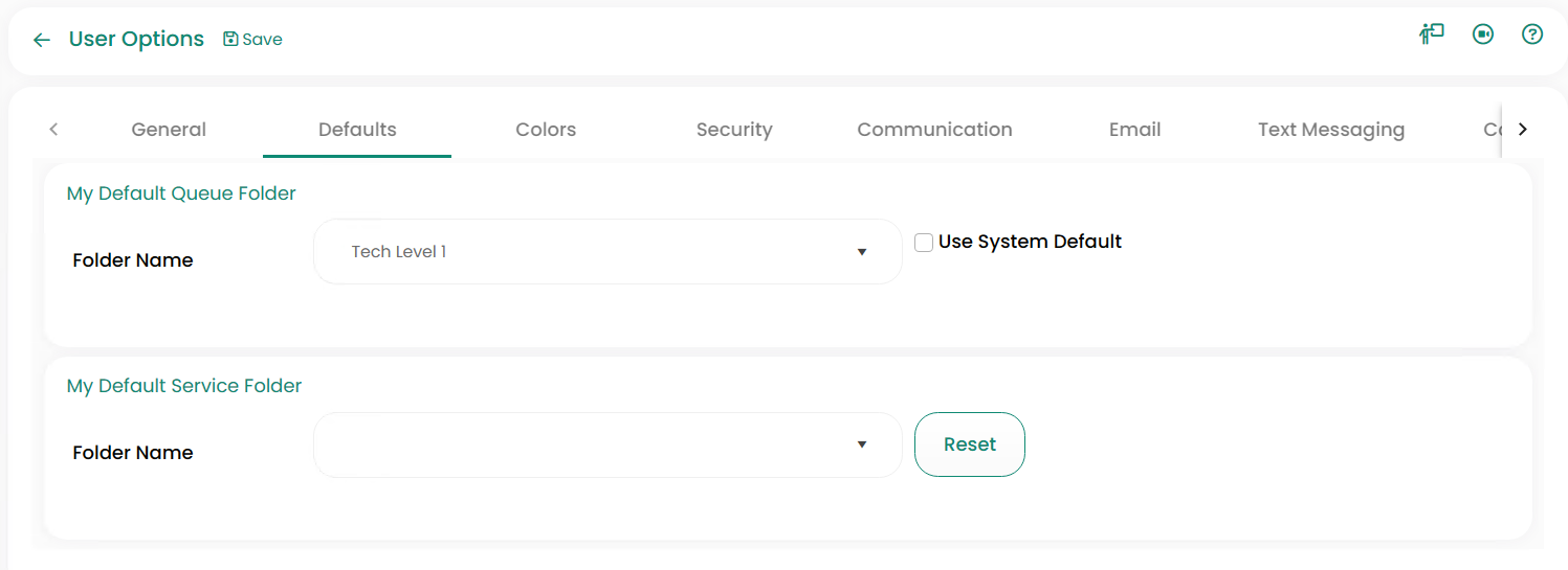 User Options