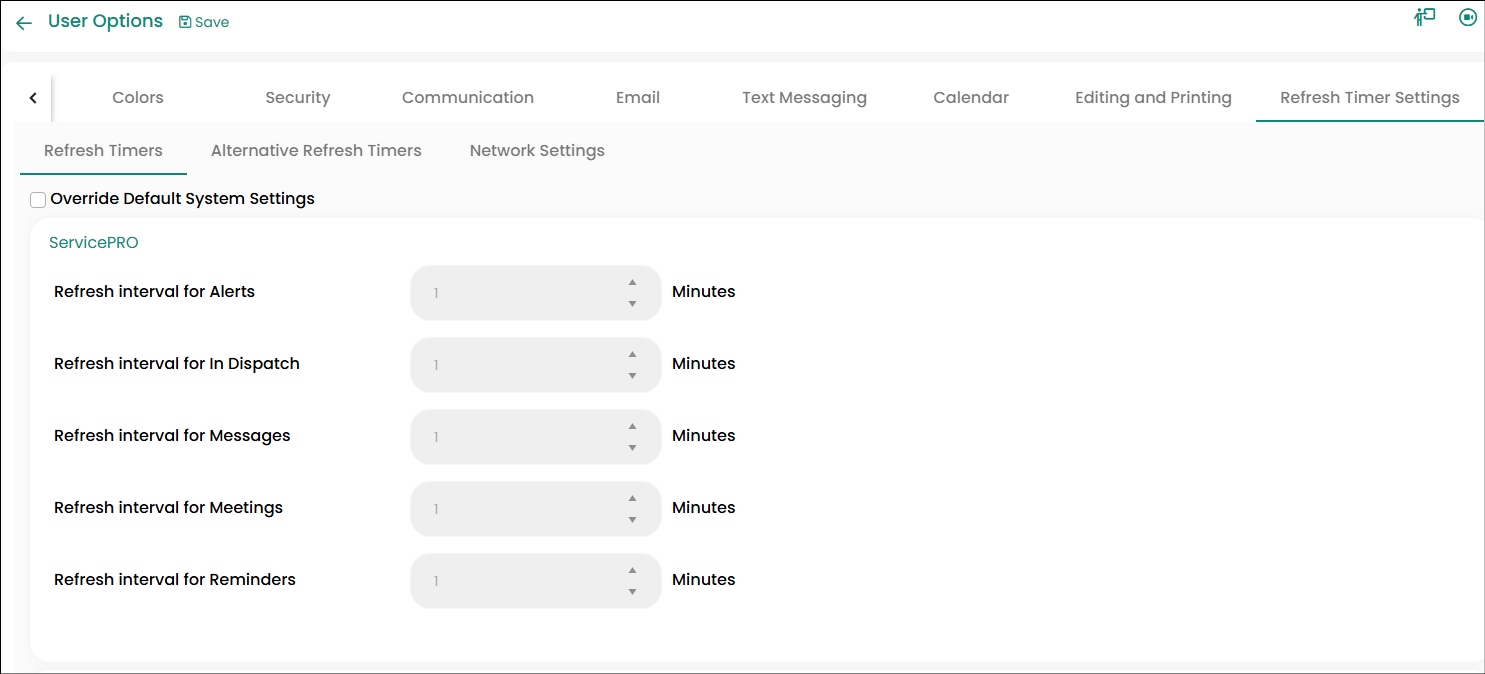 User Options